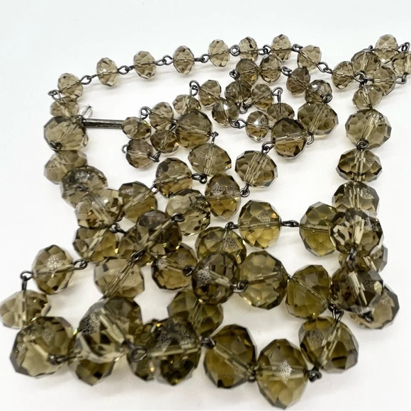 Kenneth Cole Smoky Quartz Faceted Beaded Necklace Strand 42” - Picture 2 of 3